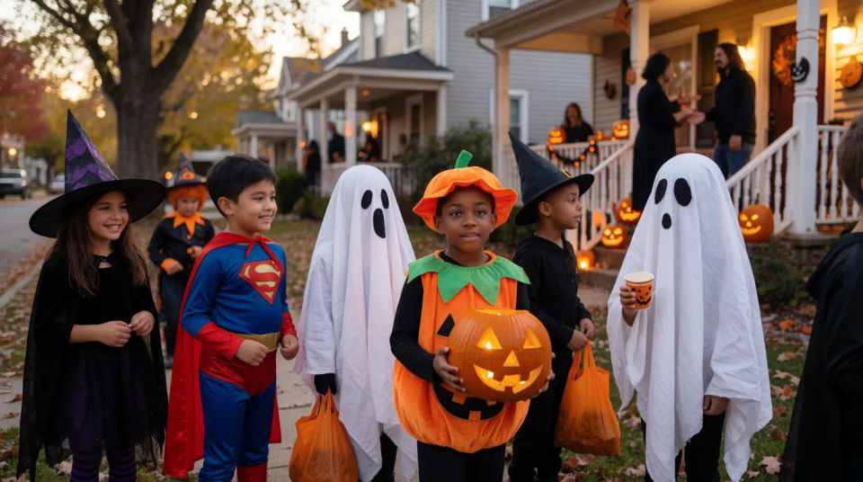 Trick-or-treating children