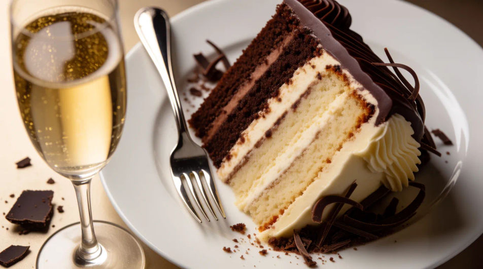 Close-up of cake slice and fork