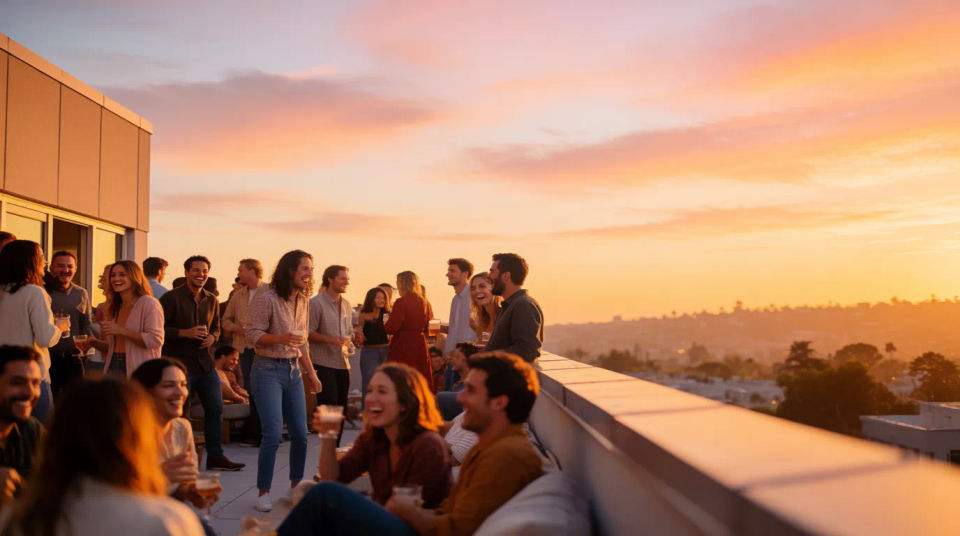 Rooftop celebration gathering