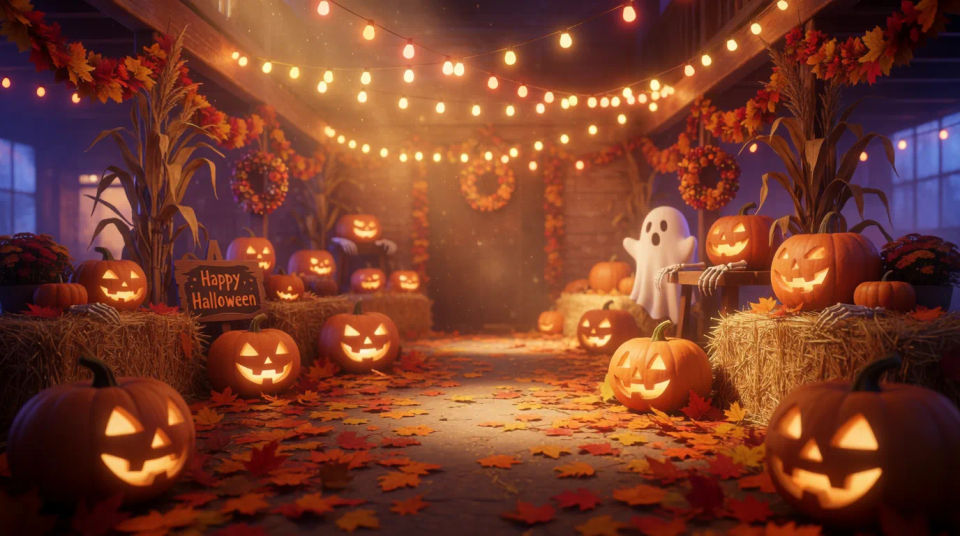 Festive decorated space