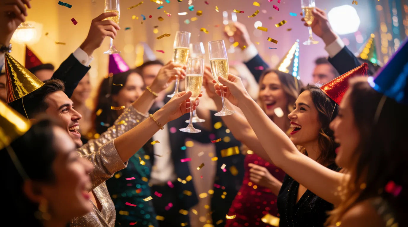 Champagne celebration crowd