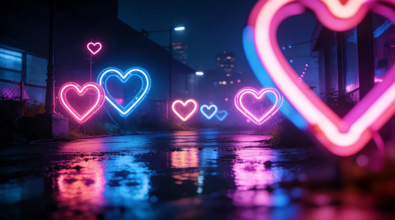 Neon heart city night