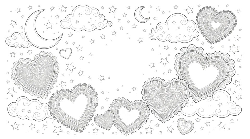 Celestial hearts composition