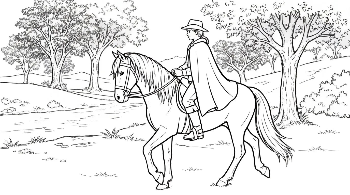 Horse and rider on trail