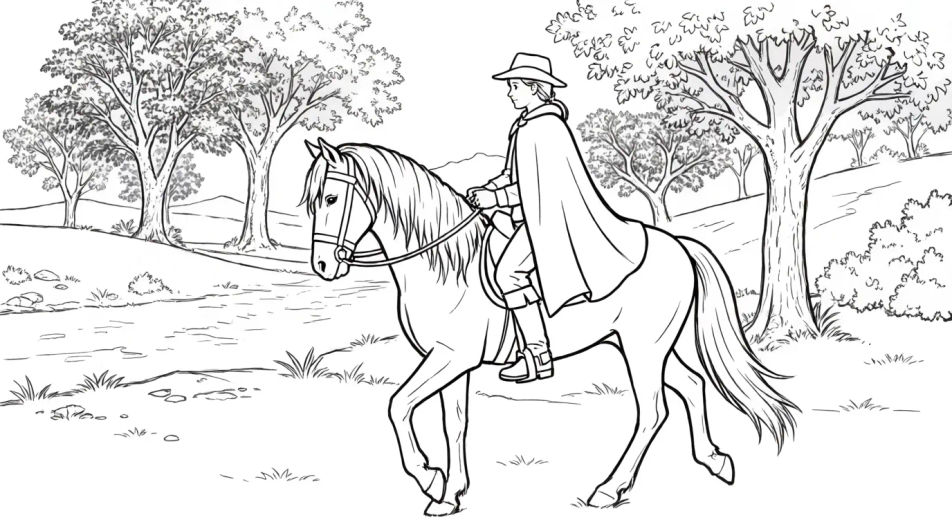 Horse and rider on trail
