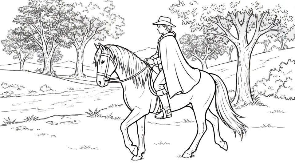 Horse and rider on trail