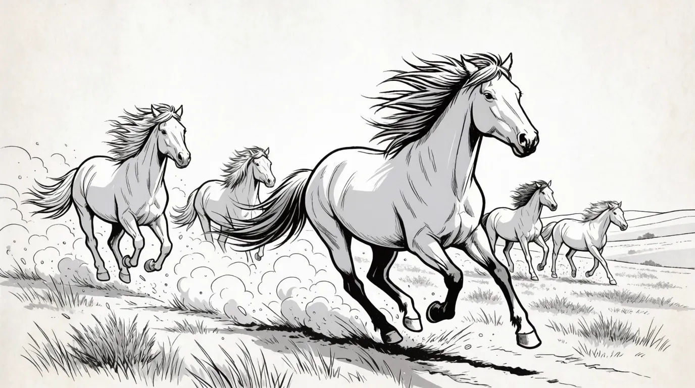 Wild horses running free
