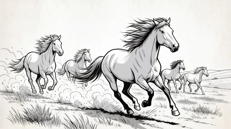 Wild horses running free