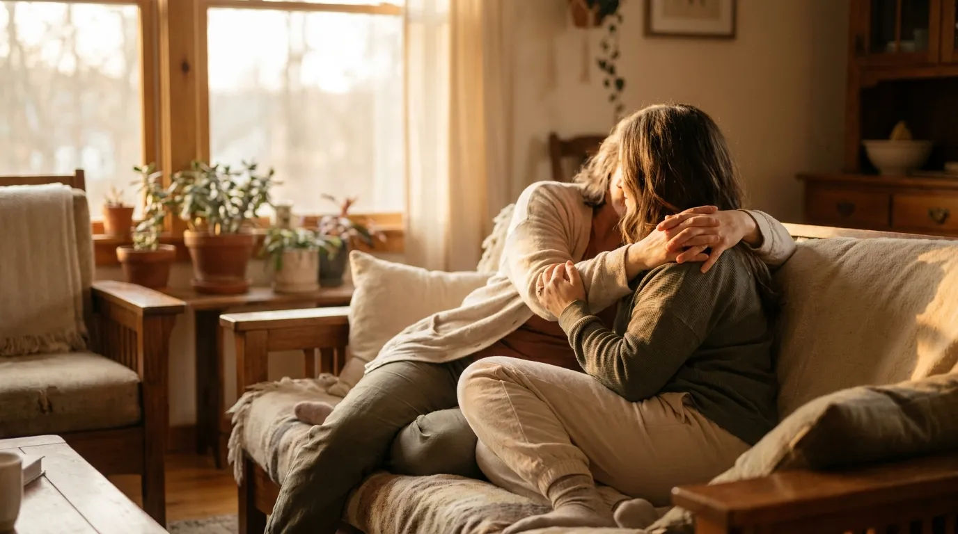 Comfort embrace moment