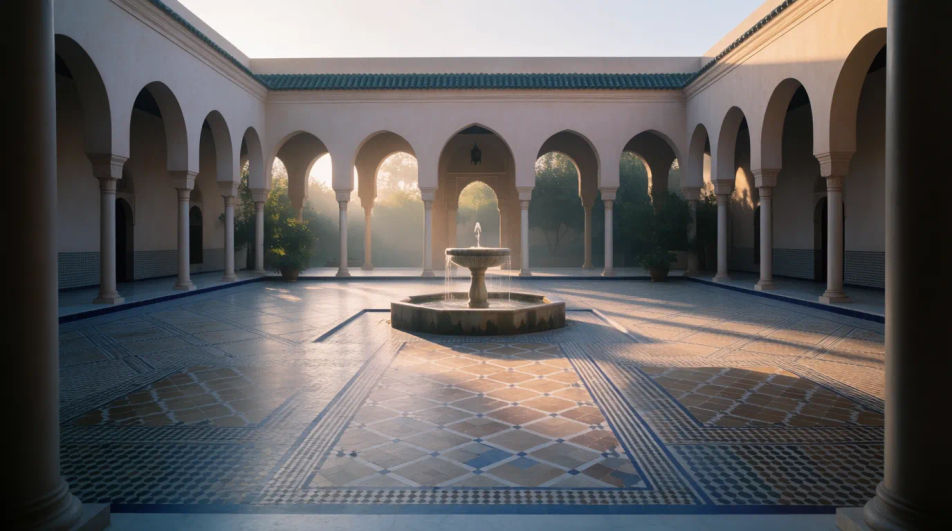 Mosque courtyard with fountain
