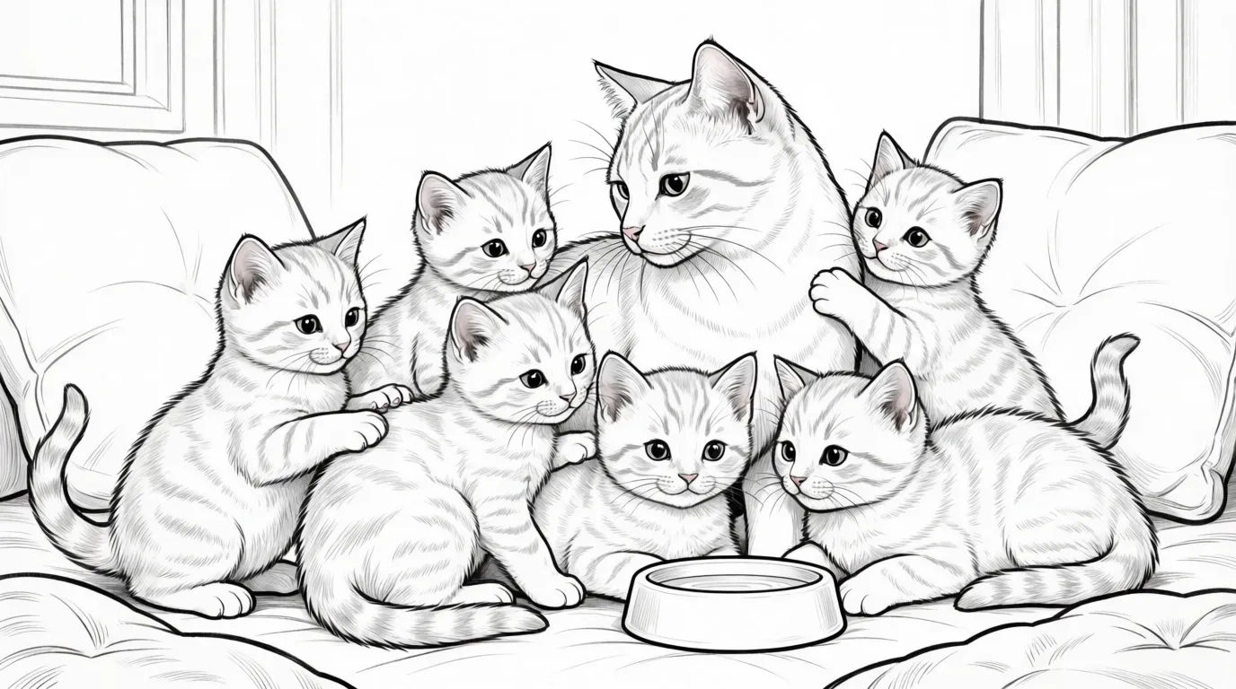 Kitten family group
