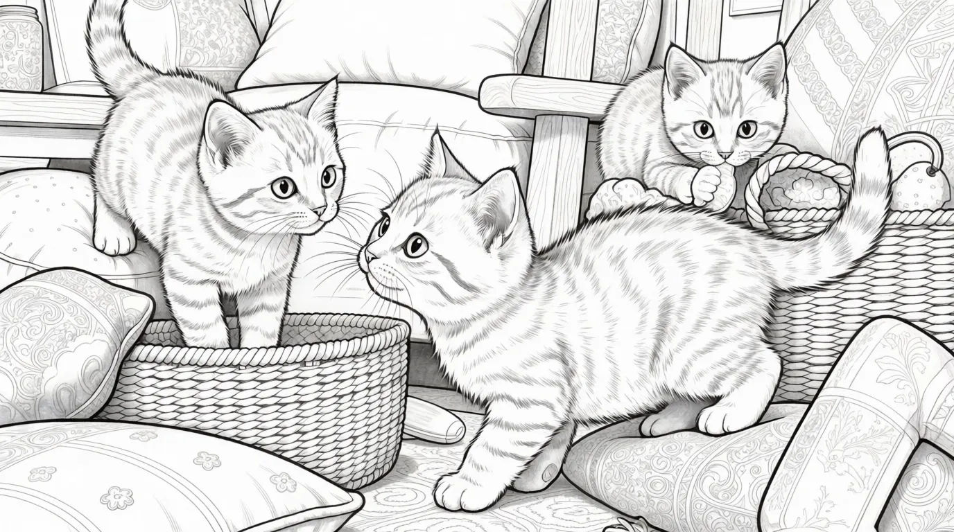 Kitten adventure scene