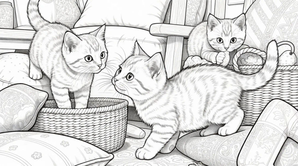 Kitten adventure scene