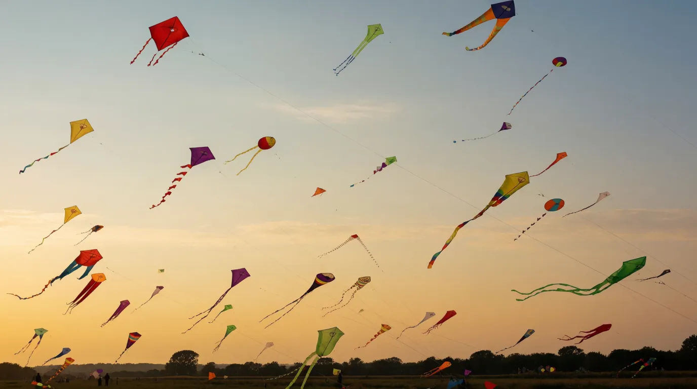 Kite festival at dusk