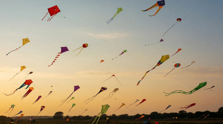Kite festival at dusk