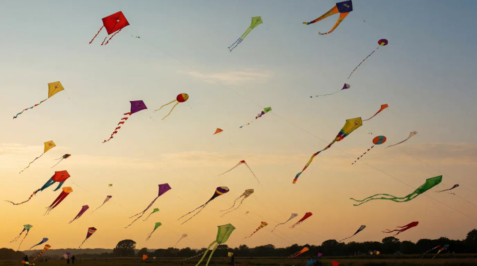 Kite festival at dusk
