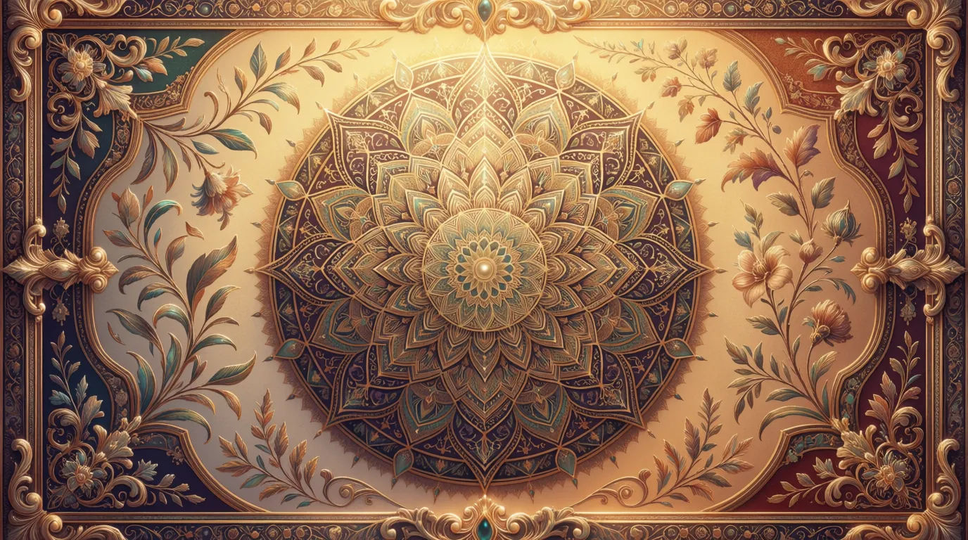 Mandala with corner flourishes