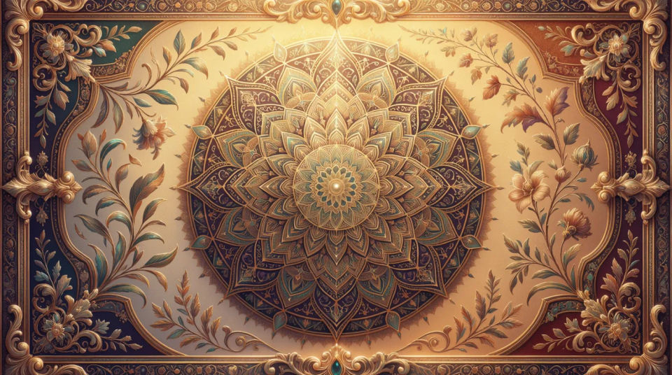 Mandala with corner flourishes