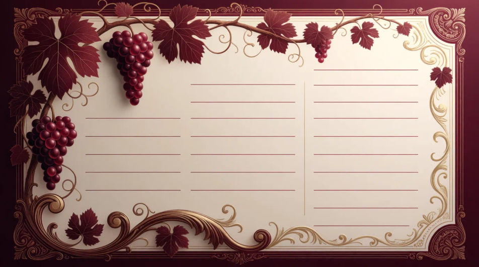 Wine list elegant spread