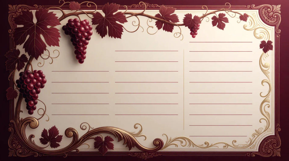 Wine list elegant spread