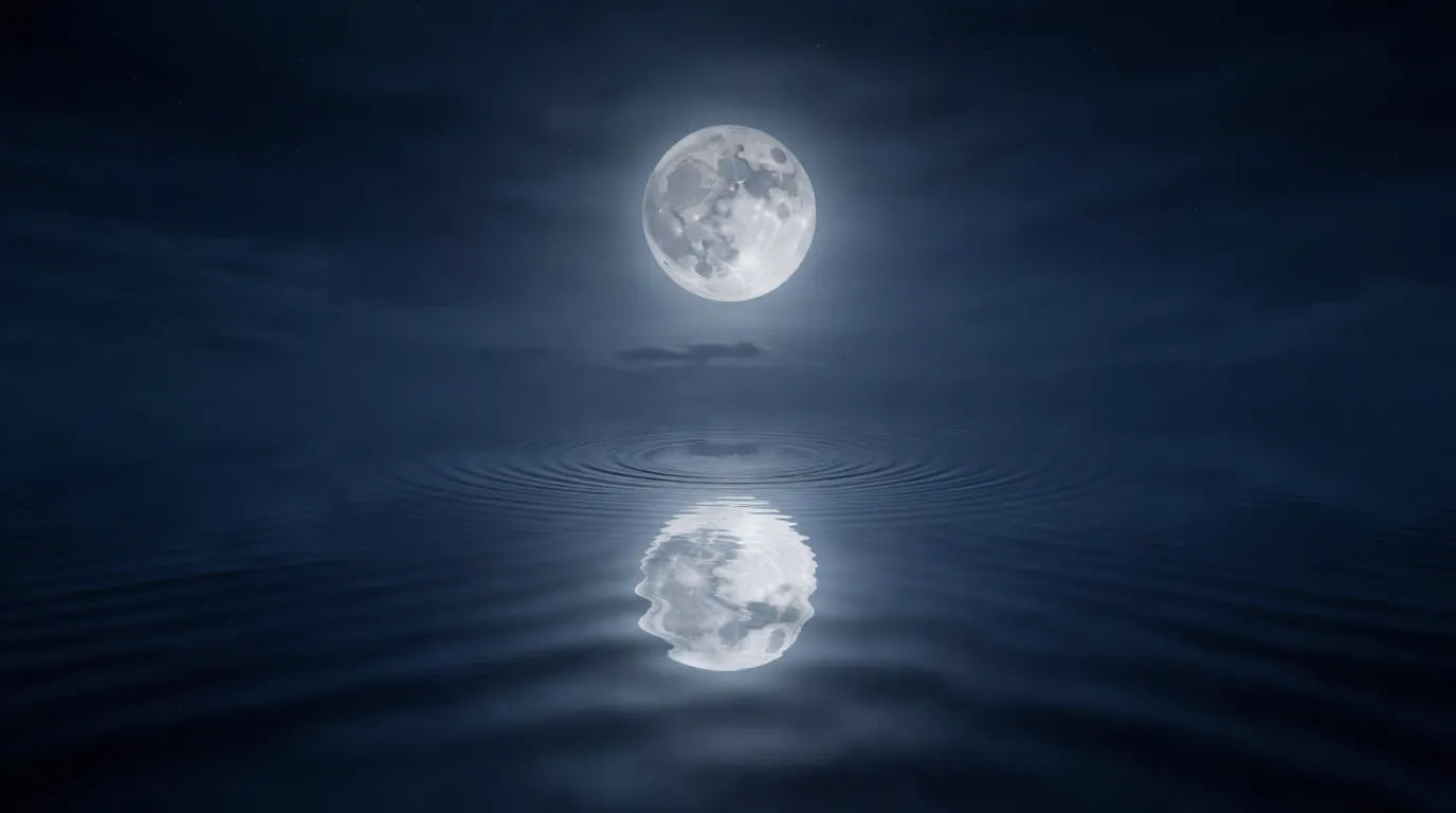 Moon reflected in water