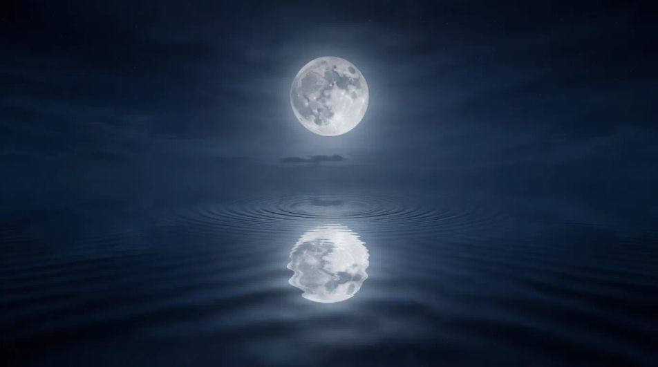 Moon reflected in water