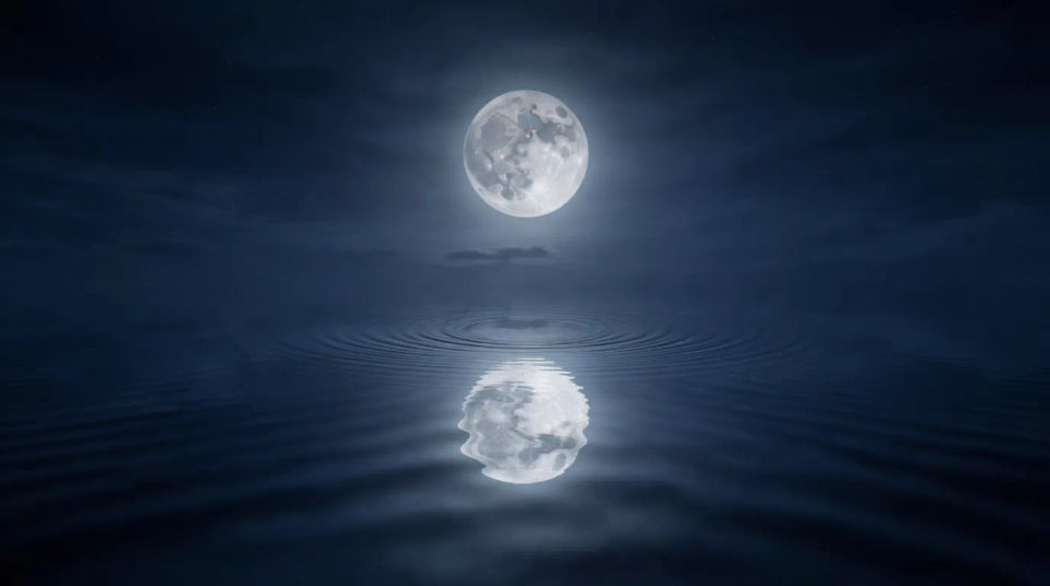 Moon reflected in water