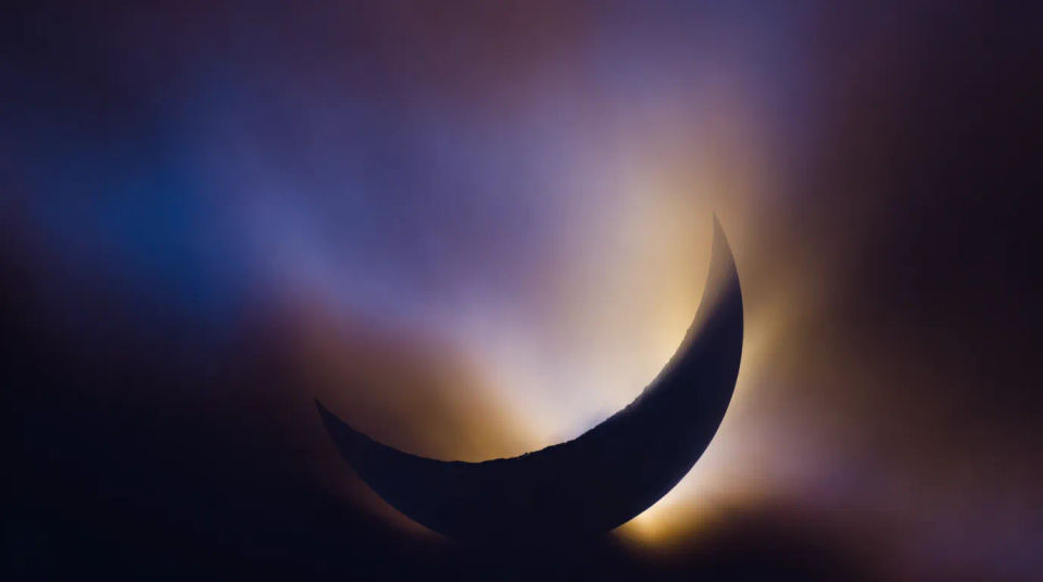 Silhouetted lunar edge