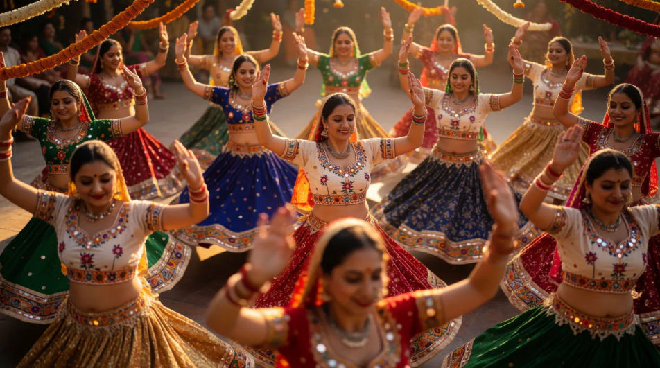 Garba circle at dusk