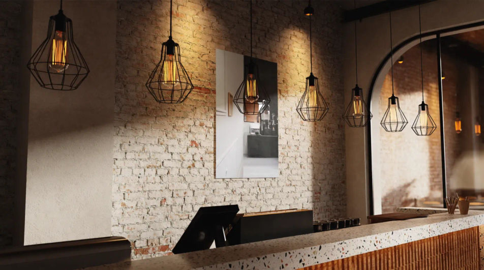 Urban coffee shop setting