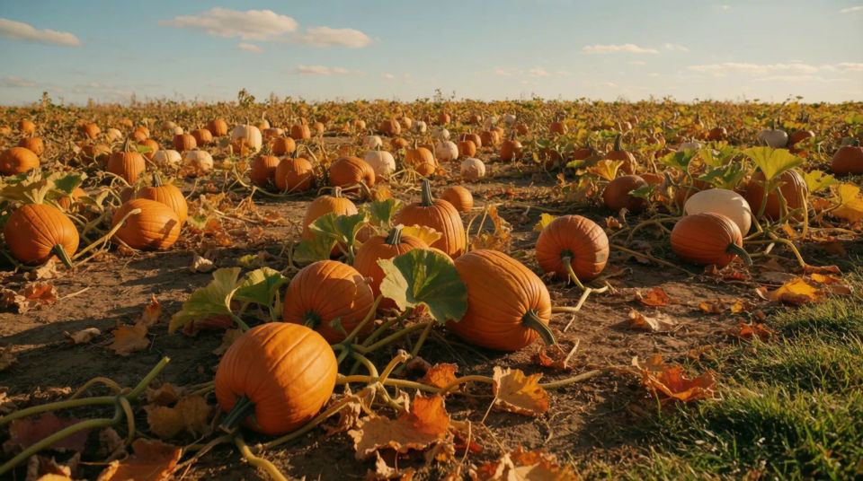 Pumpkin patch harvest field