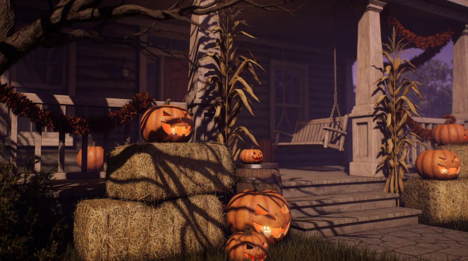 Halloween porch display