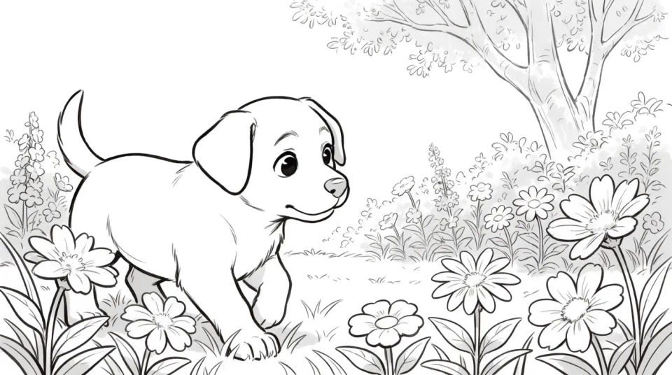 Puppy in the garden