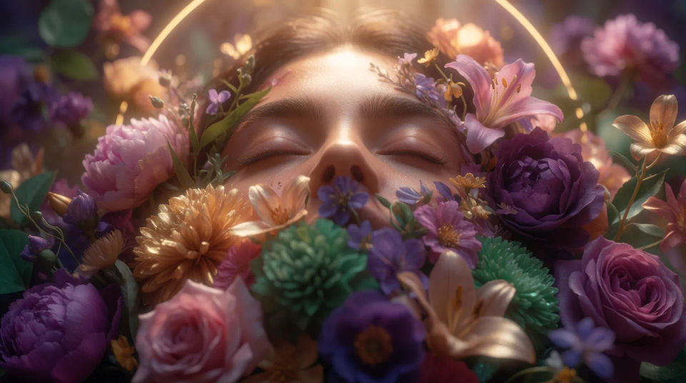 Floral spiritual setting