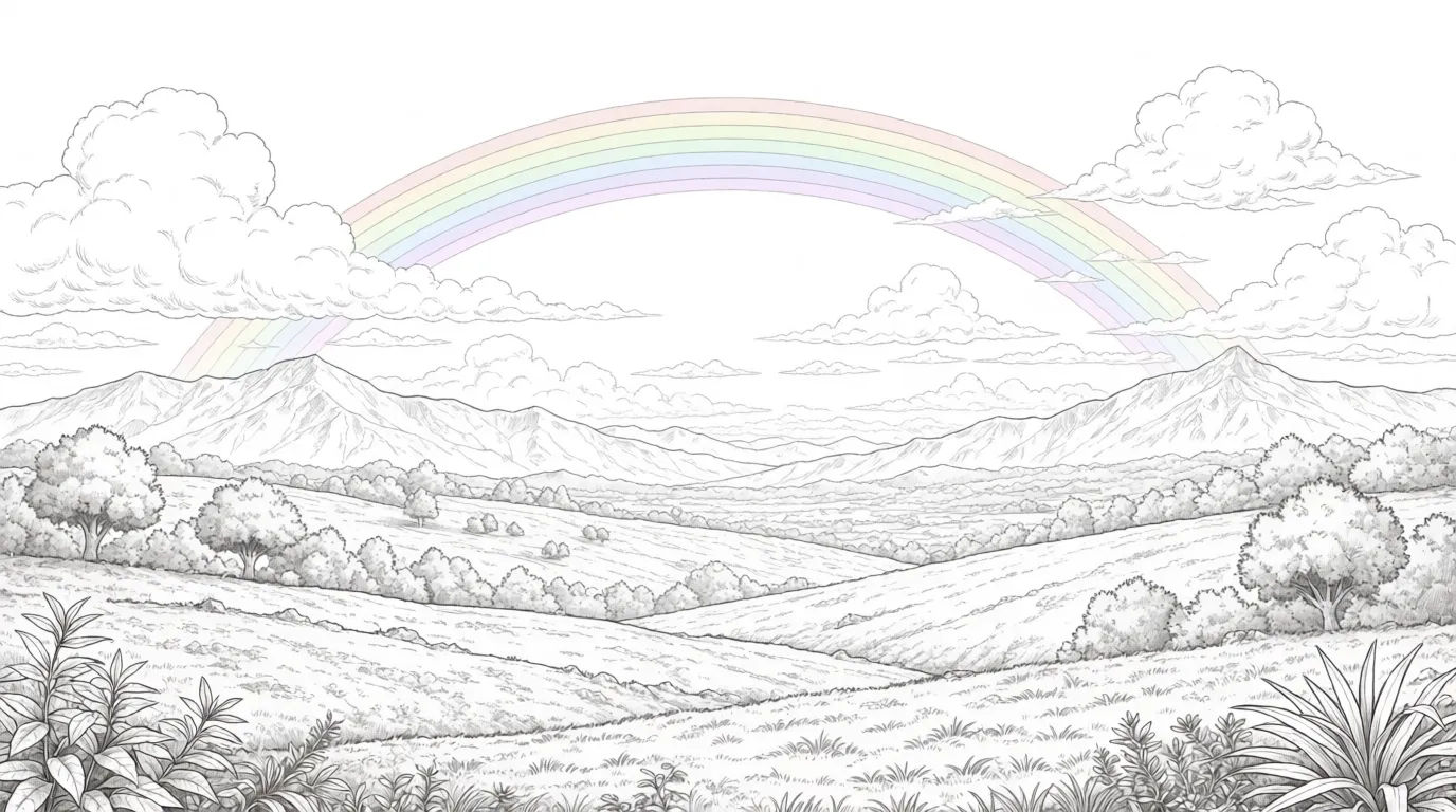 Rainbow over mountains