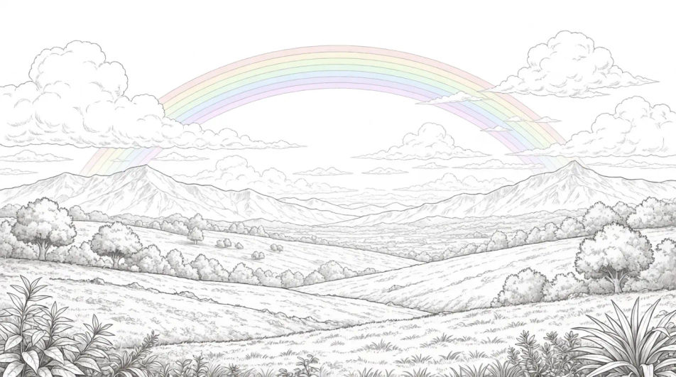 Rainbow over mountains