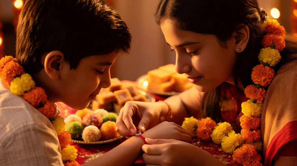 Rakhi ceremony with siblings