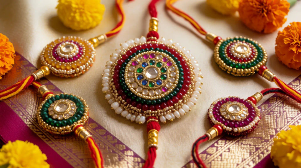 Rakhi display with decorations