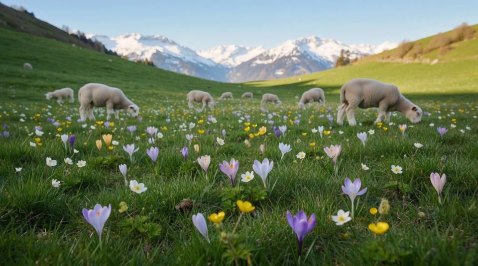 Alpenwiese im Frühling