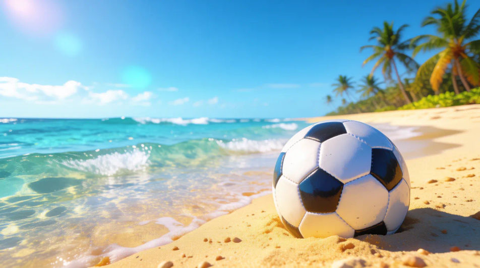 Beach soccer scene