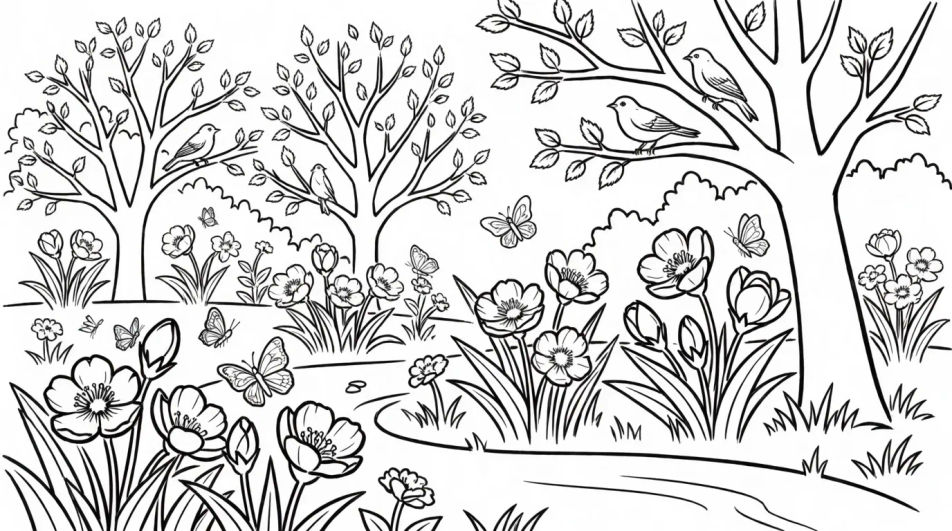 Spring garden in bloom