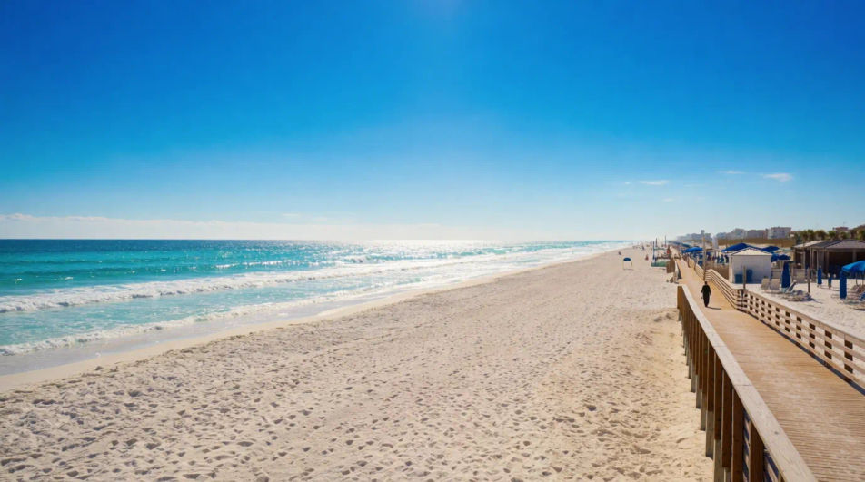 Bright seaside promenade