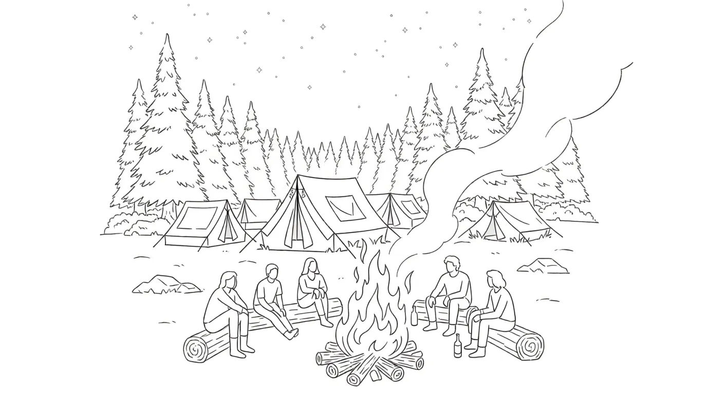 Lakeside campfire
