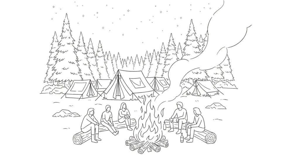 Lakeside campfire