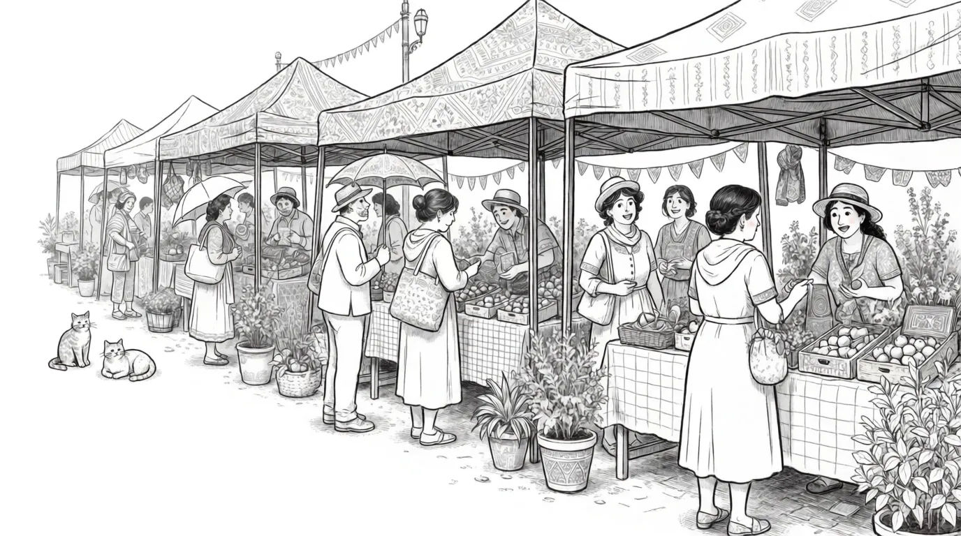 Outdoor market stalls