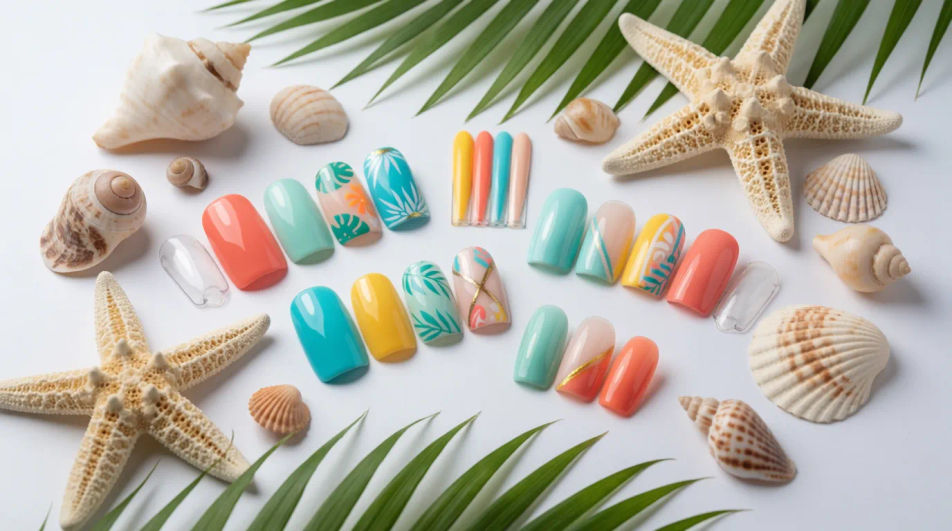 Flat-lay nail swatches