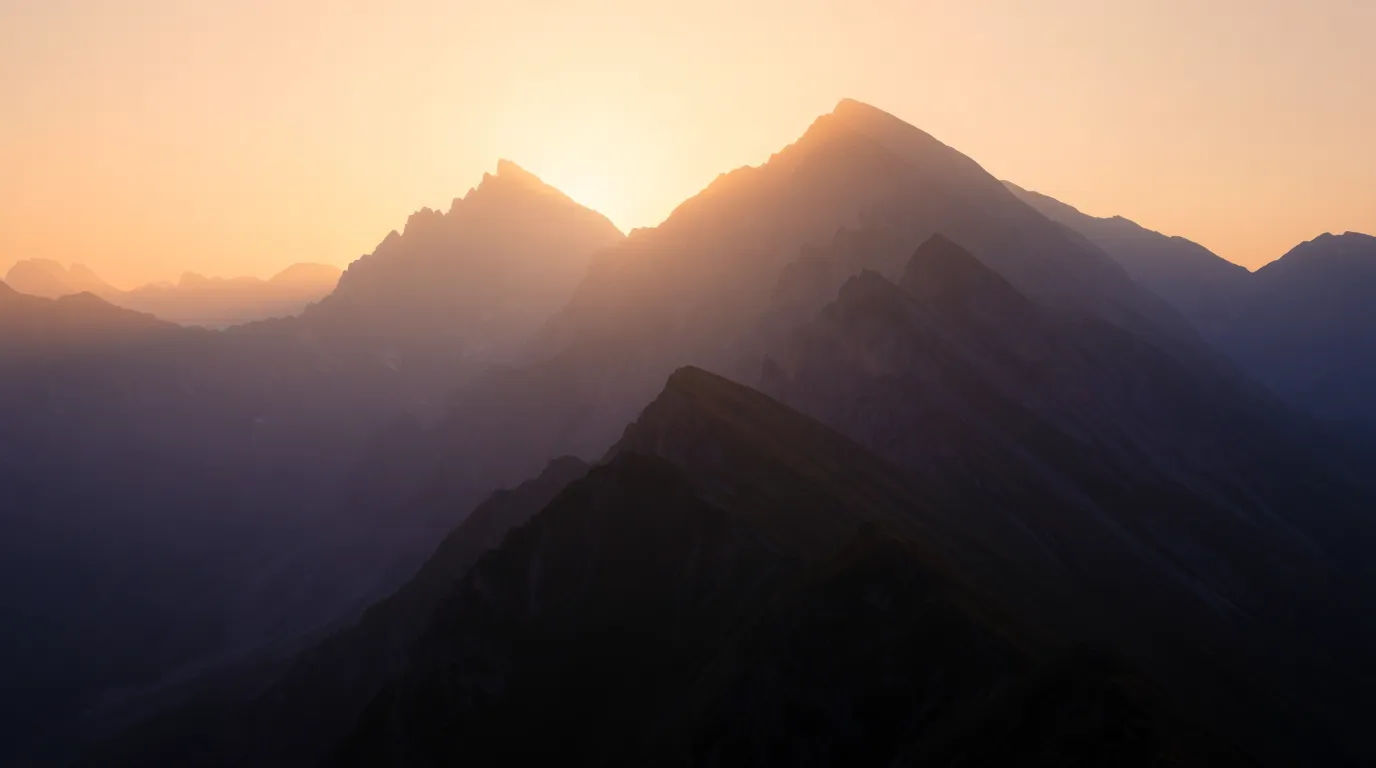Mountain summit golden hour