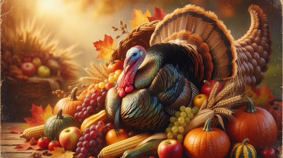Festive cornucopia scene