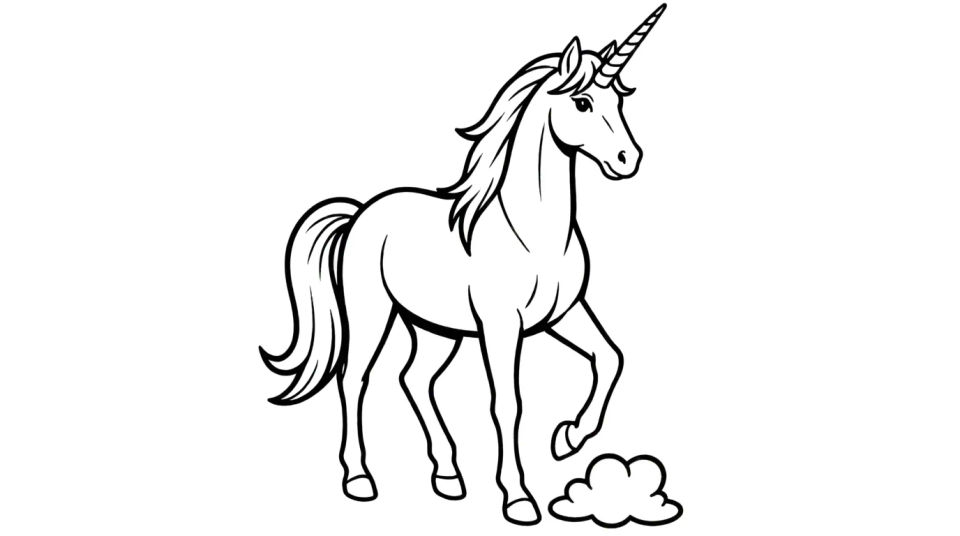 Unicorn in cloud meadow