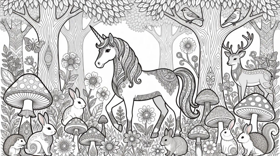 Forest unicorn scene
